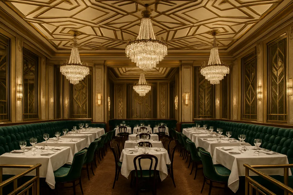 The Metropol Restaurant interior with gold-toned lighting
